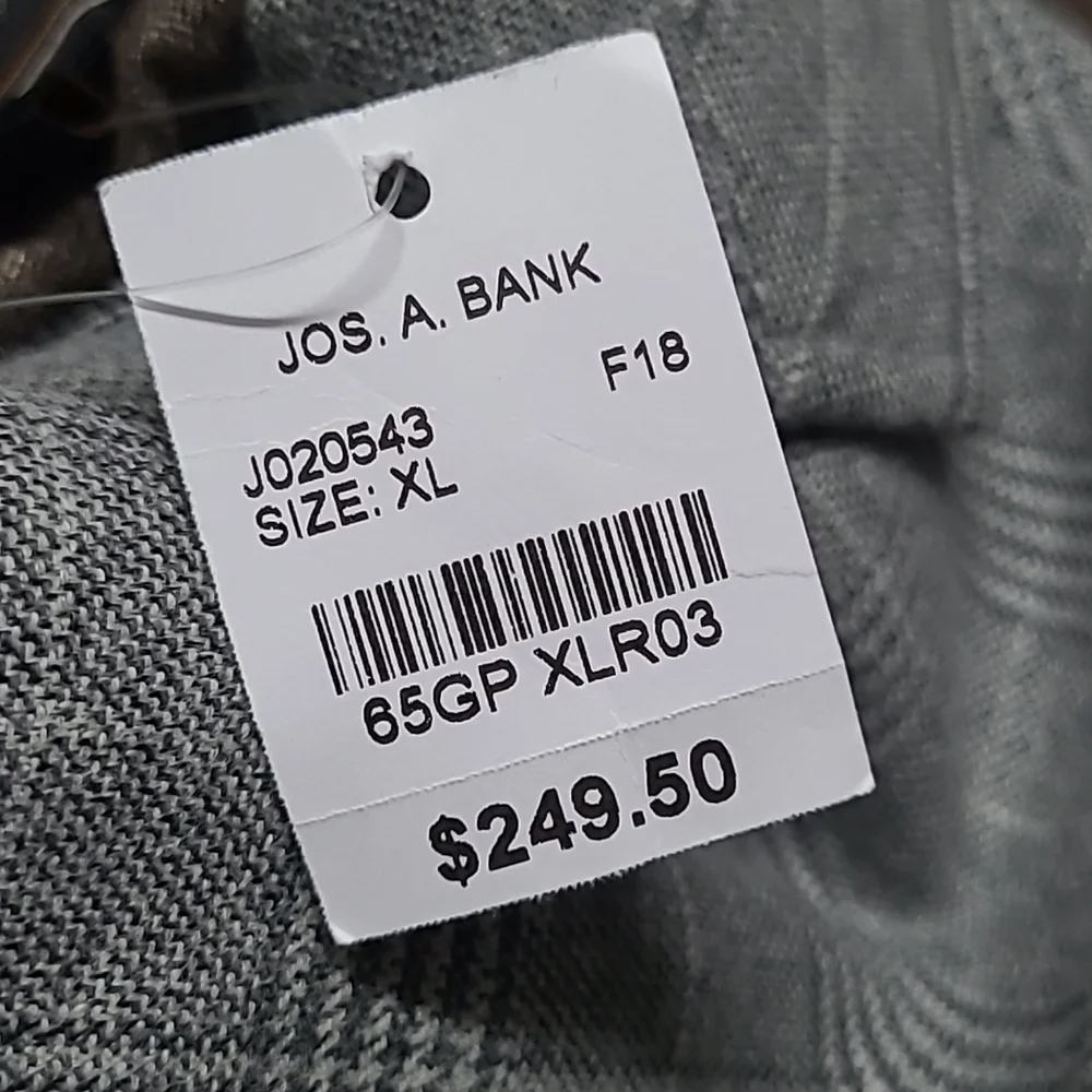 JOS A BANK Tailored Fit Wool‎ Grey Plaid Cotton Blend XL Mens Coat Jacket NEW
